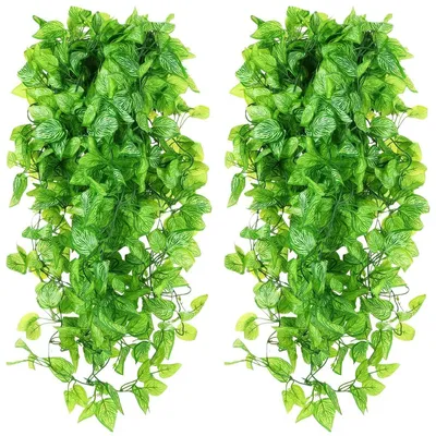 Künstliche Hängepflanzen, 2er Set, 100 cm, Efeu Grün