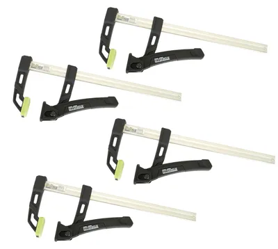 Produktbild von 4x Einhandzwinge 80kg Spannkraft 25cm Spannbereich Aluminium Schnellspannzwinge
