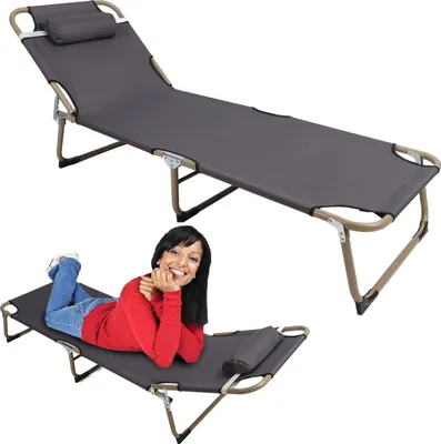 Produktbild von Campingbetten mit Kissen Legierung Wasserdichtes Komfortables Verstellbares Schlafbett Kinderbett für Camping Pool Strand Terrasse