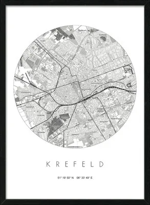Produktbild von Gerahmtes Bild Krefeld Landkarte 53x73 cm