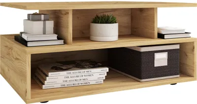 Image de Table basse en bois | Sofatic avec espace de rangement suffisant | Dimensions env. H. 40 x W. 80 x D. 50 cm | Table salon - Esila