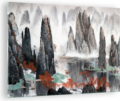 Produktbild von Bilder auf glas - Berge Märchen Nebel - 70x50cm - Glasbilder - Wandbilder - Kunstdruck - zum Aufhängen bereit - Wanddekoration aus Glas - Glas Bilder - Wandbild auf Glas - Einteilig - GAA70x50-3887