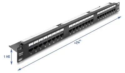 Produktbild von DELOCK 19 1HE Patchpanel 24Port Cat.6, LED schwarz