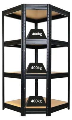 Produktbild von Eckregal DINO | HxBxT 180x90x60cm | Fachlast 400 kg | Schwarz