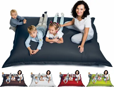 Produktbild von sunnypillow XXL Sitzsack Sitzkissen aus Kunstleder Outdoor & Indoor 180 x 145 cm mit 380L Styropor Füllung Sessel für Kinder & Erwachsene Sofa Beanbag viele Farben und Größen zur Auswahl Anthrazit
