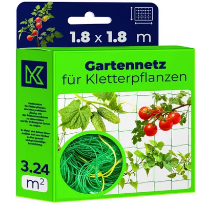 Produktbild von KADAX Ranknetz 1,8 x 1,8 m, Rankhilfe für Kletterpflanzen, Tomaten & Gurken, Pflanzennetz, Tomatennetz, Rankgitter für Gewächshaus, Gurkennetz, Pflanzen Netz