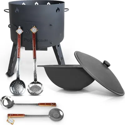 Produktbild von ZarenhoFF Utschak-Set Ø 49 cm mit Kessel, Schaumlöffel, Schöpfkelle und Deckel für Plov