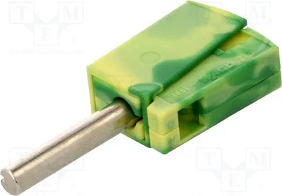 Zdjęcie produktu dla 1 sztuka, wtyk bananowy 4 mm, izolowany (nie), żółto-zielony, 42 V, 20 A, 40 mm, 215-911