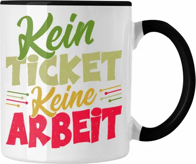 Produktbild von Trendation - IT Techniker Tasse Geschenk Lustiger Spruch IT Kein Ticket Keine Arbeit Fachinformatiker Kaffeetasse Kundensupport (Schwarz)