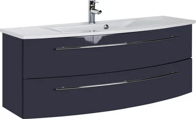 Produktbild von Marlin Badmöbel-Set 3040 BxHxT 121 x 90 x 51 cm Frontfarbe anthrazit mit Waschtisch Keramik weiß Griff chrom CPFF 3040MK