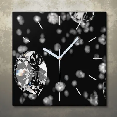 Produktbild von Wohnzimmer Leinwand Uhr Geräuschlos Küche 30x30 Diamanten, Brillanten, Motive, Textur, weiße Zeiger