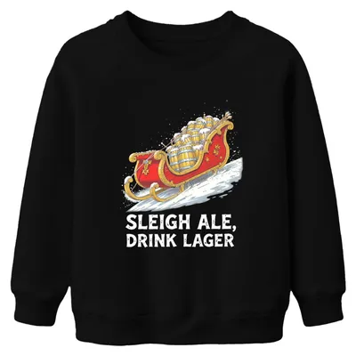 Produktbild von Sleigh Ale Drink Lager Weihnachten Bier Geschenk Kinder Sweatshirt Pullover, Schwarz, 104