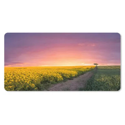 Produktbild von MuchoWow® Schreibtischunterlage Blumen - Straße - Himmel - Gelb - Lila - Sonnenuntergang - Natur 80x40 cm - XXL Mauspad - Gaming Mauspad