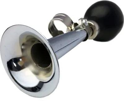 Produktbild von Ballhupe verchromt, gerades Horn mit Gummi- Hupenball