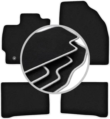 Produktbild von Fußmatten Velours Schwarz/Silber für Toyota Prius III 2009-2011 Set 4-tlg