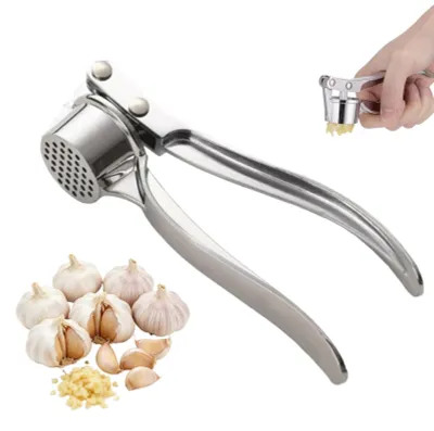 Productafbeelding van Knoflookpers - RVS - Keukenaccessoire voor het fijnmaken van knoflook - Zilverkleurig