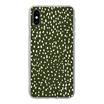 Produktbild von MuchoWow® Handyhülle Schutzhülle Hülle für iPhone Xs Polka dots - Weiß - Schwarz Silikon Softcase Handy Hülle - Handytasche