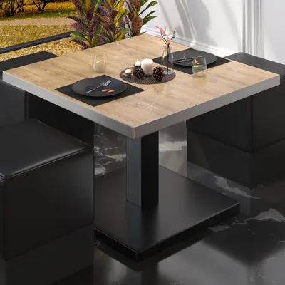 Produktbild von BM | Bistro Loungetisch | B:T:H 60 x 60 x 41 cm | Eiche / Schwarz | Bistro Tisch Loungetisch