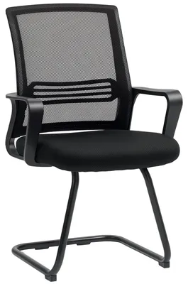 Produktbild von HOMCOM 2er-Set ergonomische Schreibtischstühle, Kufengestell, ohne Rollen, Schwarz