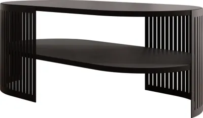 Produktbild von MIRJAN24 Couchtisch Fikoli Oval II, Wohnzimmer Kaffeetisch, Gestell aus Stahl (Farbe: Schwarz / Schwarz Molet)