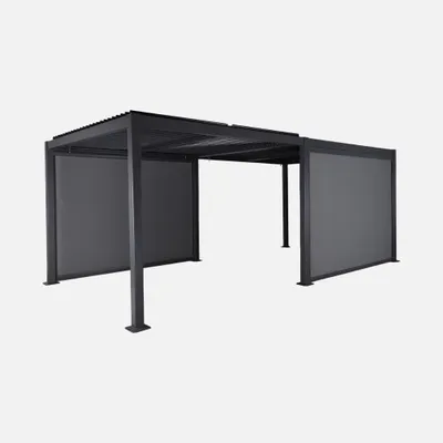 Produktbild von sweeek - Pergola mit Lamellendach Palace 3x6m + 2 Markisen 3m - Anthrazit