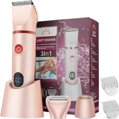 Zdjęcie produktu dla Maszynka do golenia elektryczna 3-w-1 dla kobiet, trymer do włosów dla kobiet, trymer do ciała, maszynka do depilacji intymnej, trymer do bikini, wodoodporna (IPX7)