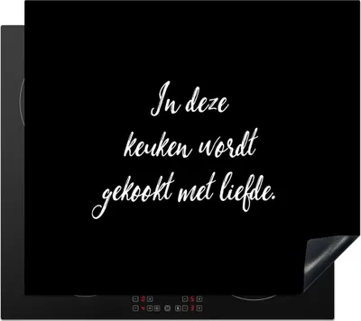 Produktbild von KitchenYeah© Herdabdeckplatte In dieser Küche wird mit Liebe gekocht - Kochen - Sprichwörter - Zitate - Liebe , 58x51cm, Küche Deko, Glaskeramikkochfeld Herdabdeckung, Abdeckplatte fùr Kochfeld