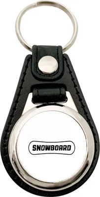 Produktbild von Huuraa Schlüsselanhänger Snowbord Schriftzug Metall mit Kunstleder Schlüsselring Einkaufswagenchip Geschenkidee