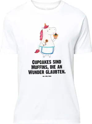 Produktbild von Mr. & Mrs. Panda Größe XL T-Shirt Einhorn Küche - Weiß - Geschenk, Torte, Einhörner, Muffin, Unicorn, mit Spruch, Motivation, Tshirt, Shirt, Kuchen