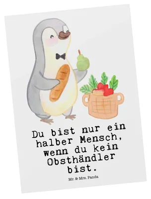 Produktbild von Mr. & Mrs. Panda Postkarte Obsthändler Herz - Weiß - Geschenk, Obstplantage, Obstverkäufer, Postkarten, Witzig, einzelkarte, Ansichtskarte, Lustig, bildkarte, Spruch