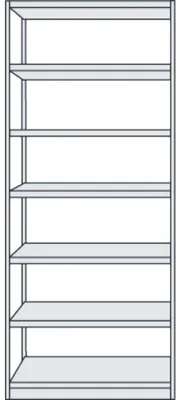 Produktbild von Büroregal Progress 500 Grundregal BxTxH 96x30x225cm 7 Böden lichtgrau