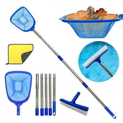 Produktbild von Poolnetz mit Teleskopstange 180 cm, feinmaschig, tiefes Netz für Laub & Schmutz, Poolkescher für Pool, Teich & Whirlpool, stabil & langlebig