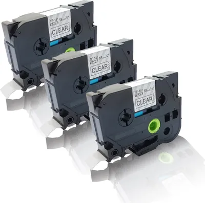 Produktbild von Print-Klex 3x Schriftbänder kompatibel kompatibel mit Brother Ptouch TZE-141 P-Touch D600 VP E500 VP 18mm x 8 m TZ141 Label Tape black