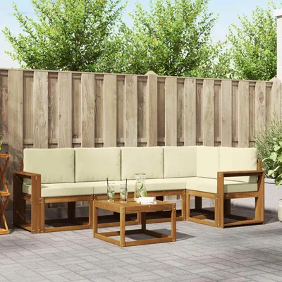 Produktbild von Outdoor-Sofagarnitur - VIDAXL - Terrassen-Sofa - mit Kissen - 6 pcs - Natur und Creme