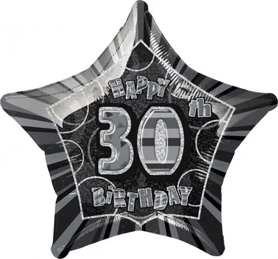 Produktbild von 30. Geburtstag Folienballon Stern schwarz / silber