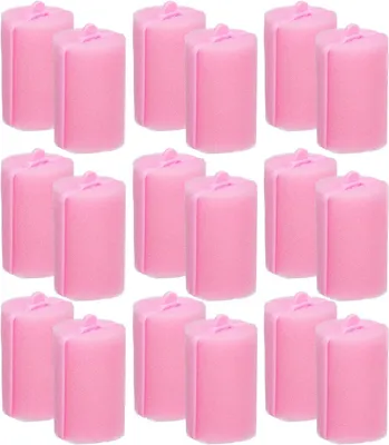 Produktbild von 30 Stück Schwammwickler für luftige Ponyfrisuren, Locken und Wellen bei langem und kurzem Haar, rosa Haarrollen