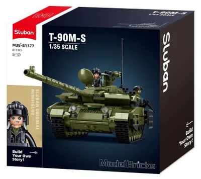 Image de Sluban Model Bricks M38-B1377 Char T-90M-S à l'échelle 1:35