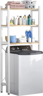 Immagine prodotto di Scaffale portaoggetti da bagno - Mobile a 3 ripiani per il bagno - regolabile e multifunzionale - bianco, mobile porta biancheria