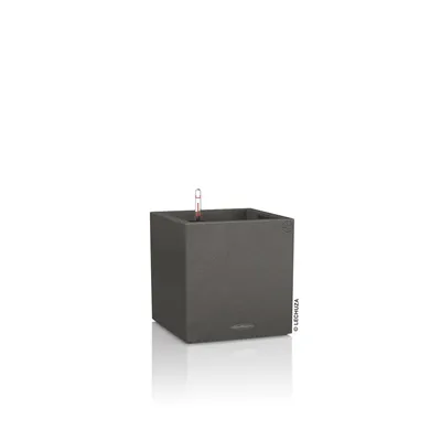 Produktbild von LECHUZA-Pflanzgefäß CANTO Stone 40 Low Graphitschwarz | Pflanzgefäß mit Bewässerungssystem | Naturstein-Optik | 40 x 40 x 40 cm | 13722