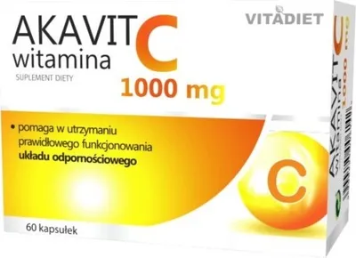 The image shows the front of a product box for Vitamin C supplements.