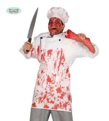 Obrázok produktu pre Kuchárska zástera na Halloween Červená krv Hororové príslušenstvo Kuchyňa Strašidelný kostým Strašidelná noc Strašidelná noc Husia koža Jedinečná strašidelná Zábavná strašidelná scéna, Farba: biela
