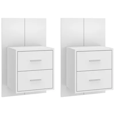 Image de vidaXL Tables de chevet murales 2 pcs. Blanc