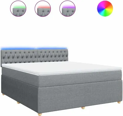 Image de vidaXL Lit boxspring avec matelas gris clair 180x200 cm Tissu