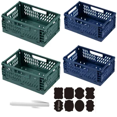 Produktbild von Set von 4 Faltbaren Aufbewahrungsboxen in Grün und Blau