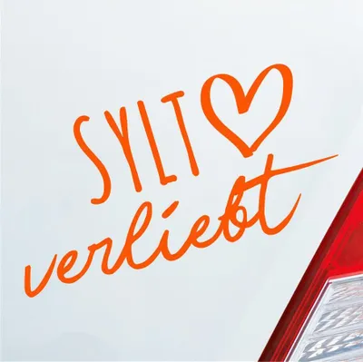 Produktbild von Auto Aufkleber Sylt verliebt Herz Insel Nordsee Liebe Car 19x10 cm Orange Sticker Heckscheibenaufkleber