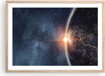 Produktbild von Gerahmtes Poster - Rahmen in heller Eiche - Kosmos Erde Sonne - 70x50 cm - Wand Bild - Wanddeko - Wandbilder - Wandposter - Bilderrahmen - Bilder - Kunstdruck - Wandbild - P2NAA70x50-4343
