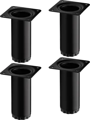Produktbild von 4 Stück Möbelfüße BRAVO Höhe 100 mm (+ 10 mm) Ø 40 mm schwarz matt höhenverstellbare Schrankbeine aus Stahl belastbar bis 50 kg pro Schrankfuß SOTECH