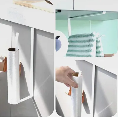 Produktbild von 1 Stück Küchenrollenhalter ohne Bohren, Papier Handtuch Rollenhalter, Rollenhalter Unter Schrank, Küche Badezimmer (Weiß)