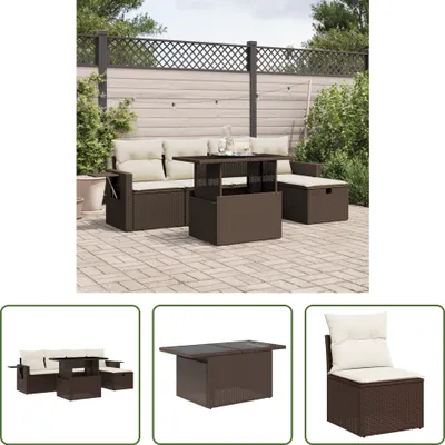 Produktbild von The Living Store 6-tlg. Garten-Sofagarnitur mit Kissen Braun Poly Rattan