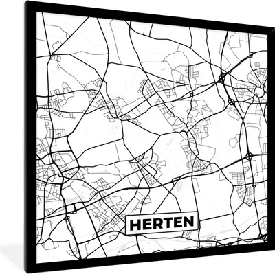 Produktbild von MuchoWow® Gerahmtes Poster Karte - Hirsche - Stadtplan 40x40 cm - Poster mit Schwarzem Bilderrahmen Wandposter Rahmen Foto Bilder - Mit Rahmen - Wanddekoration Schlafzimmer
